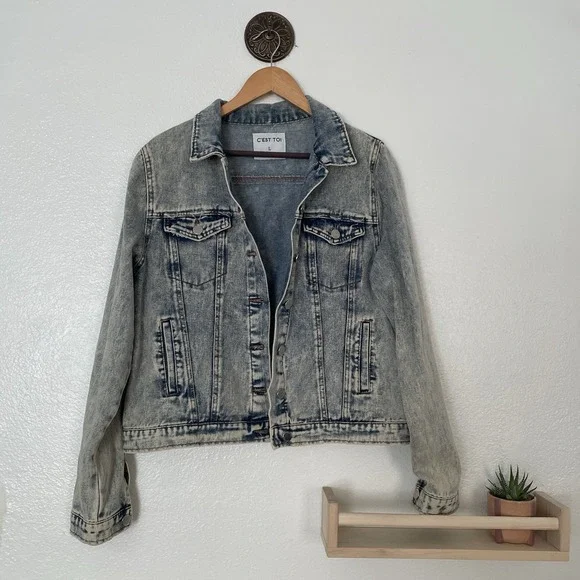 C'est Toi Women's Large Long Sleeve Jean Jacket - Picture 7 of 7